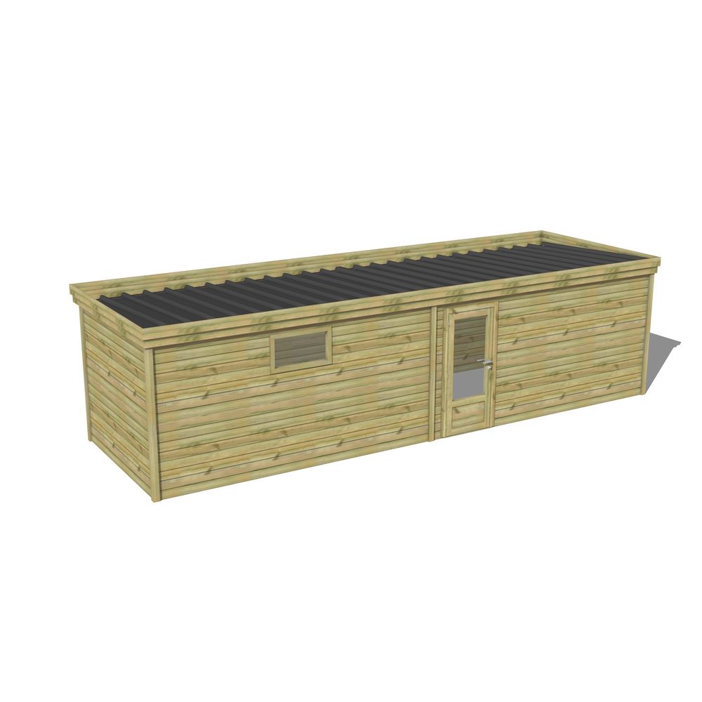 Abri de jardin bois pin traité autoclave 27mm - 8,595x2,64m / 23m2 - bac acier - abri français
