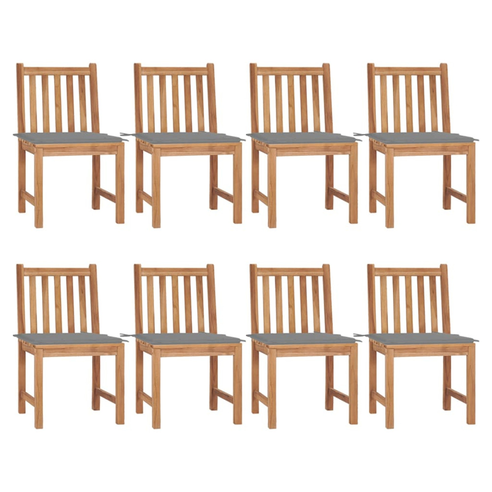 Chaises de jardin lot de 8 avec coussins bois de teck massif