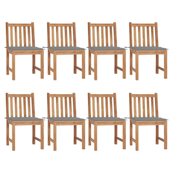 Chaises de jardin lot de 8 avec coussins bois de teck massif