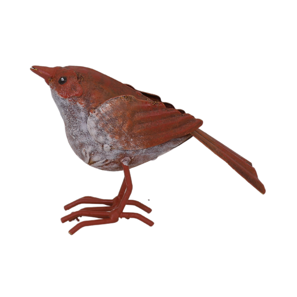 ° oiseau en métal rouge et orange 16 x 4.5 x 10cm