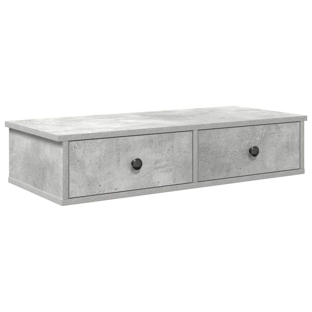 Étagère murale avec tiroirs gris béton bois d'ingénierie
