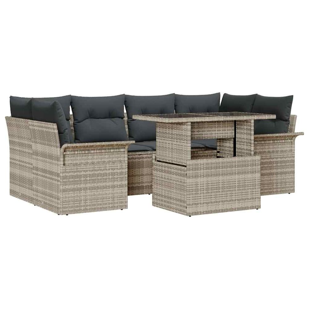 Ensemble de canapé de jardin 7 pc gris clair