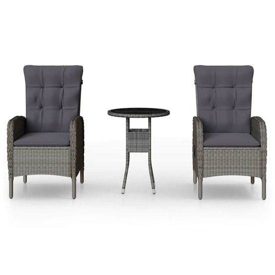 Ensemble de bistro de jardin 3 pcs résine tressée gris