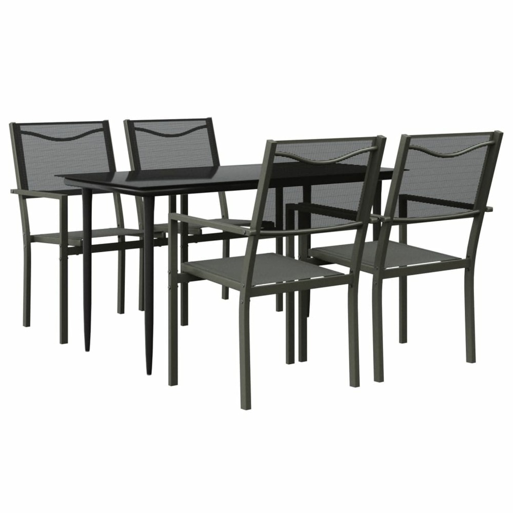Ensemble à manger de jardin 5 pcs noir textilène et acier