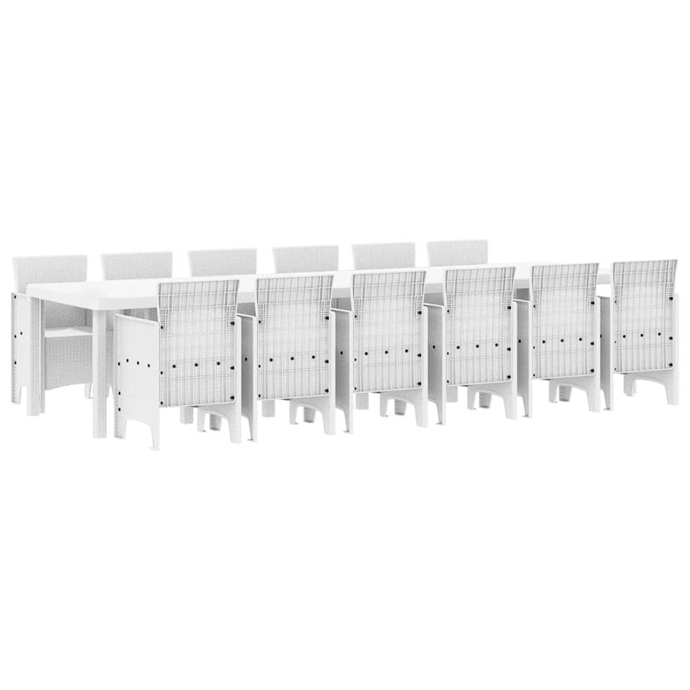 Ensemble de salle à manger pour jardin 13 pc blanc rattan polt