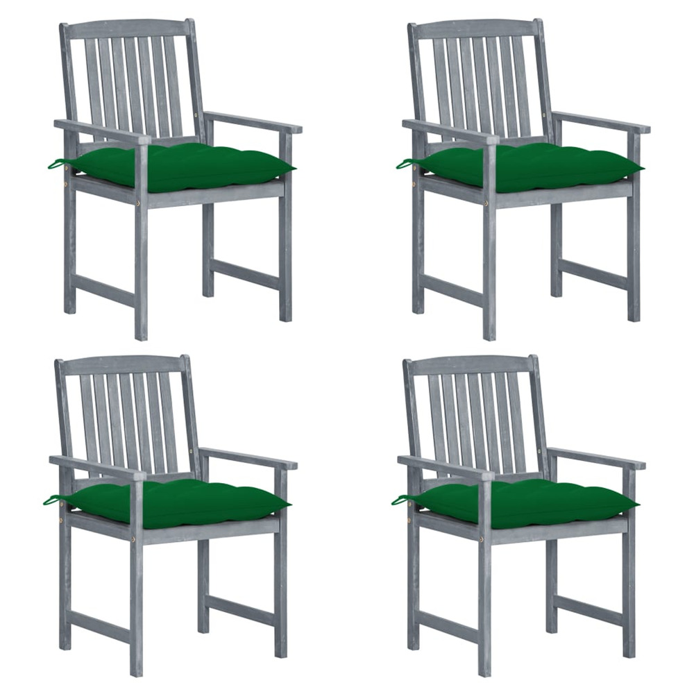 Chaises de jardin et coussins lot de 4 gris bois acacia massif