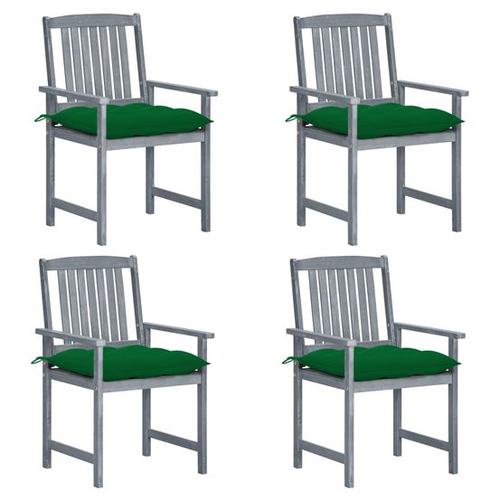 Chaises de jardin et coussins lot de 4 gris bois acacia massif