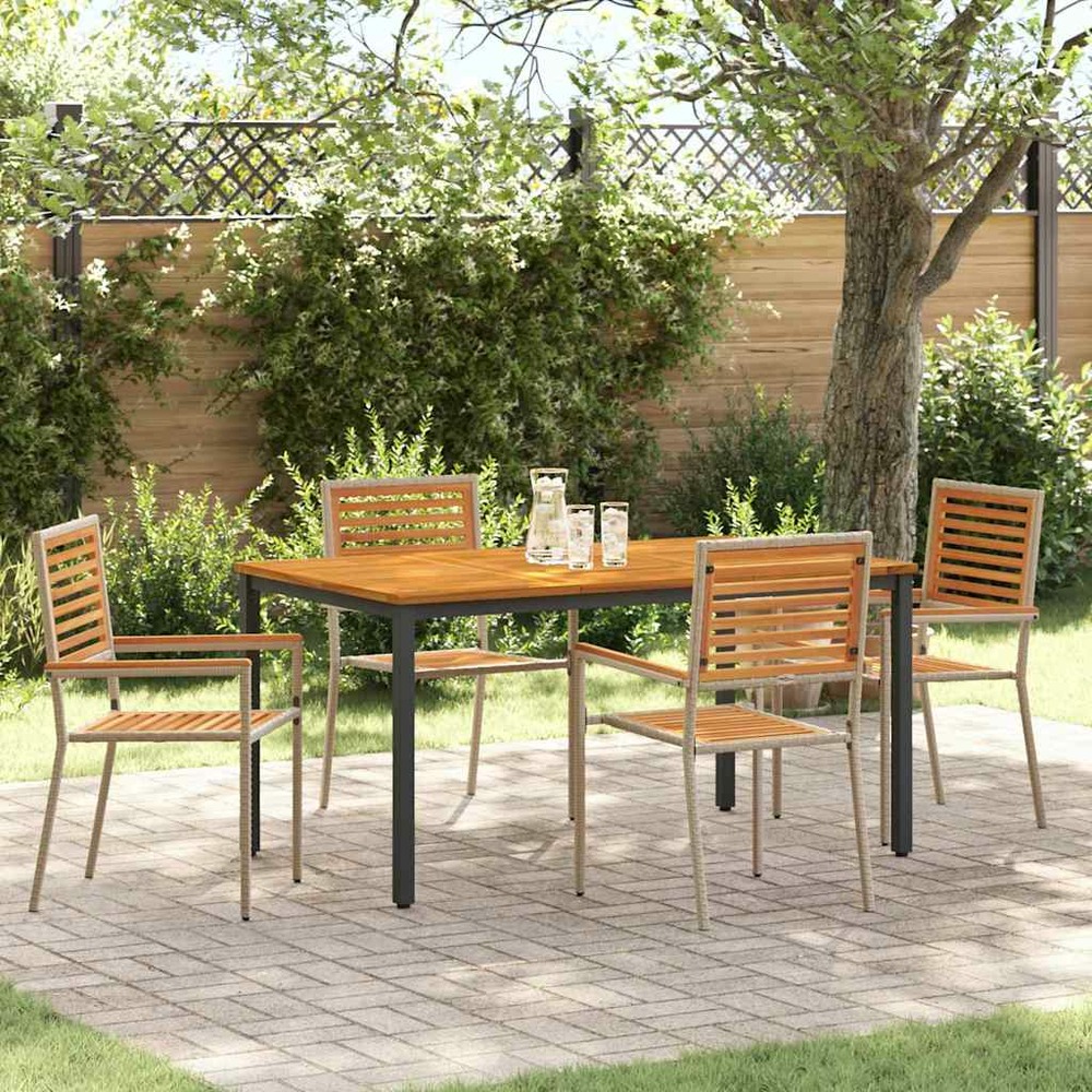 Ensemble de salle à manger pour jardin 4 pcs beige et marron