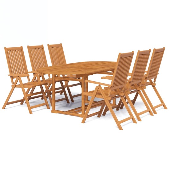 Ensemble à manger d'extérieur 7 pcs bois d'acacia solide 150-200 cm
