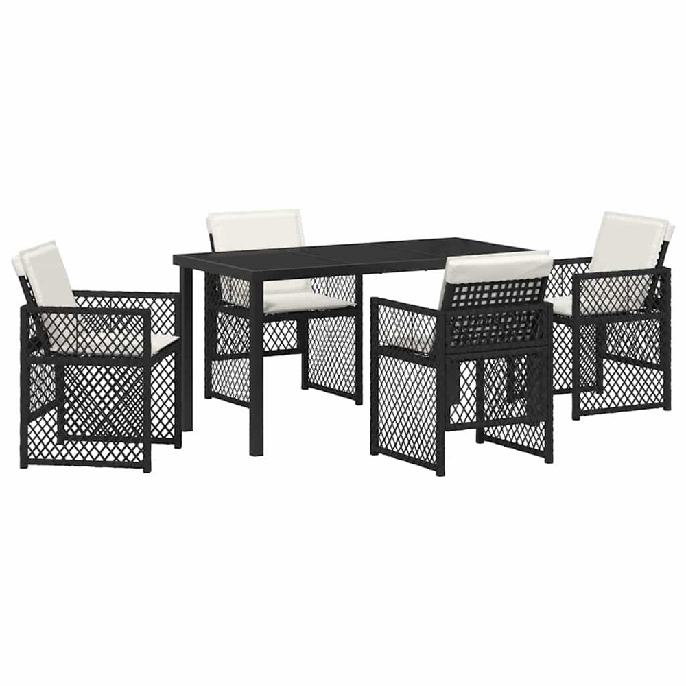 Ensemble de salle à manger pour jardin 5 pcs noir polyrotin