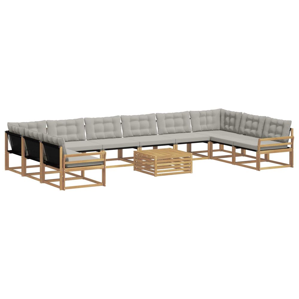 Ensemble de canapés d'extérieur 11 pc blanc et gris clair
