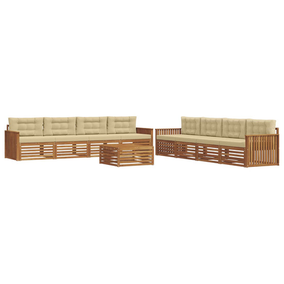 Ensemble de canapés d'extérieur 9 pcs naturel et beige