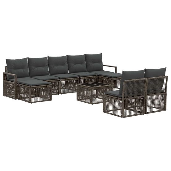 Ensemble de canapé de jardin 10 pc gris polyrotin