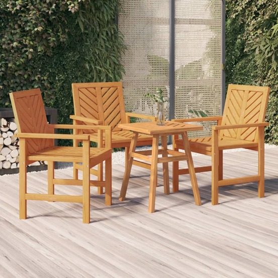 Chaises à manger de jardin lot de 3 bois massif d'acacia
