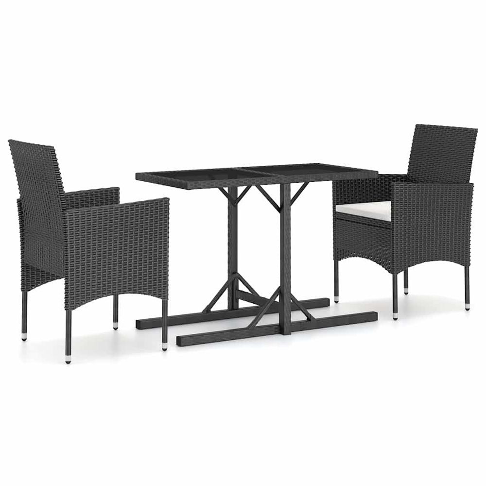Ensemble à manger de jardin 3 pcs noir