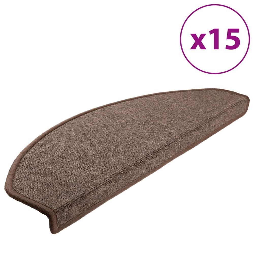 Tapis d'escalier 15 pcs Marron cafÃ© 65x24x4cm