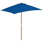 Parasol d'extérieur avec mât en bois 150 x 200 cm bleu
