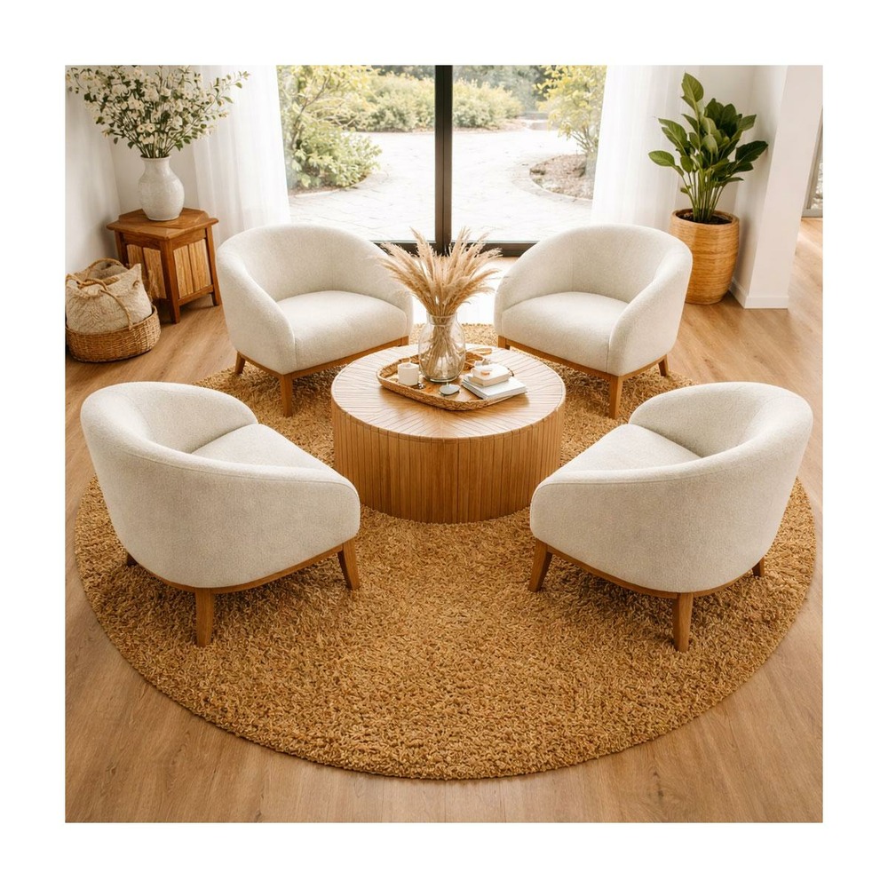 Tapis poils longs shaggy ø120cm rond tissé or motif uni uni i