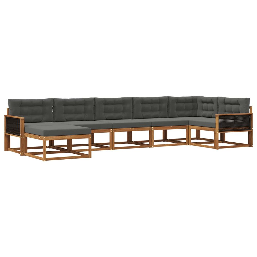 Ensemble de canapés d'extérieur 7 pc naturel et anthracite