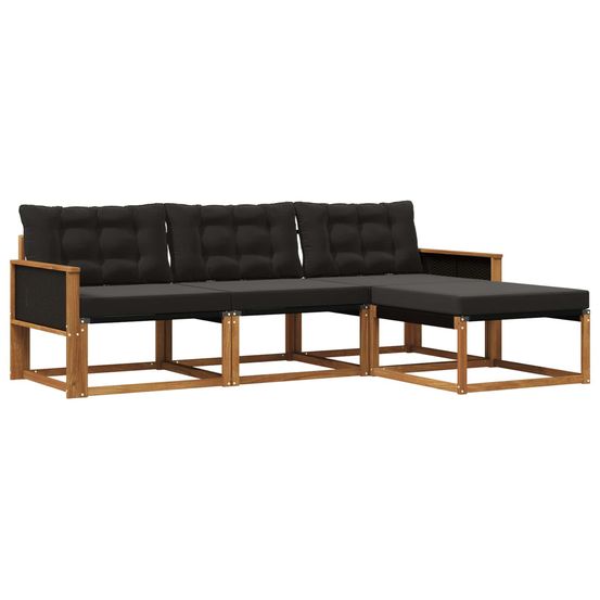 Ensemble de canapés d'extérieur 4 pc naturel et noir