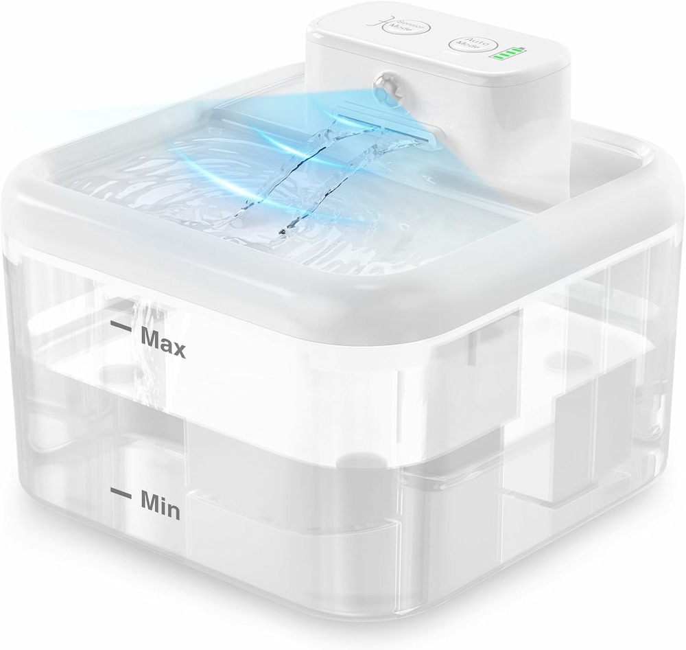 Fontaine à eau sans fil pour chat de 2 l avec détecteur de mouvement