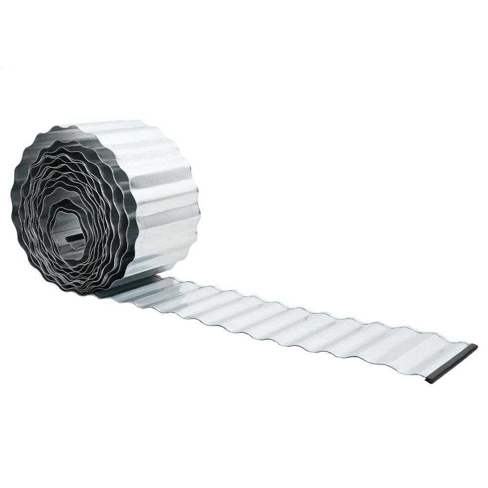 Bordure de pelouse 5 m x 15 cm acier galvanisé argenté