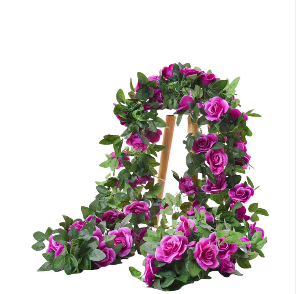 Dtopbuyage - 16 têtes de vignes de roses artificielles violettes 2 pièces