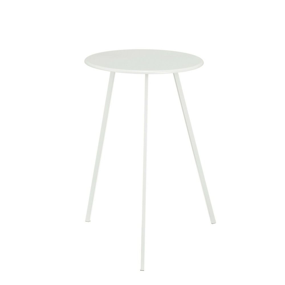 Mica decorations seatle table d'appoint de jardin - h58 x ø38 cm - métal - blanc