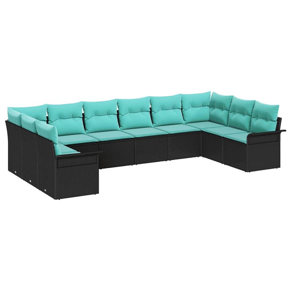 Ensemble de canapé de jardin 10 pc noir polyrotin
