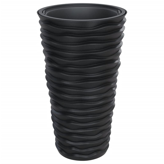 Jardinière d'extérieur et intérieur amovible anthracite aspect rainuré