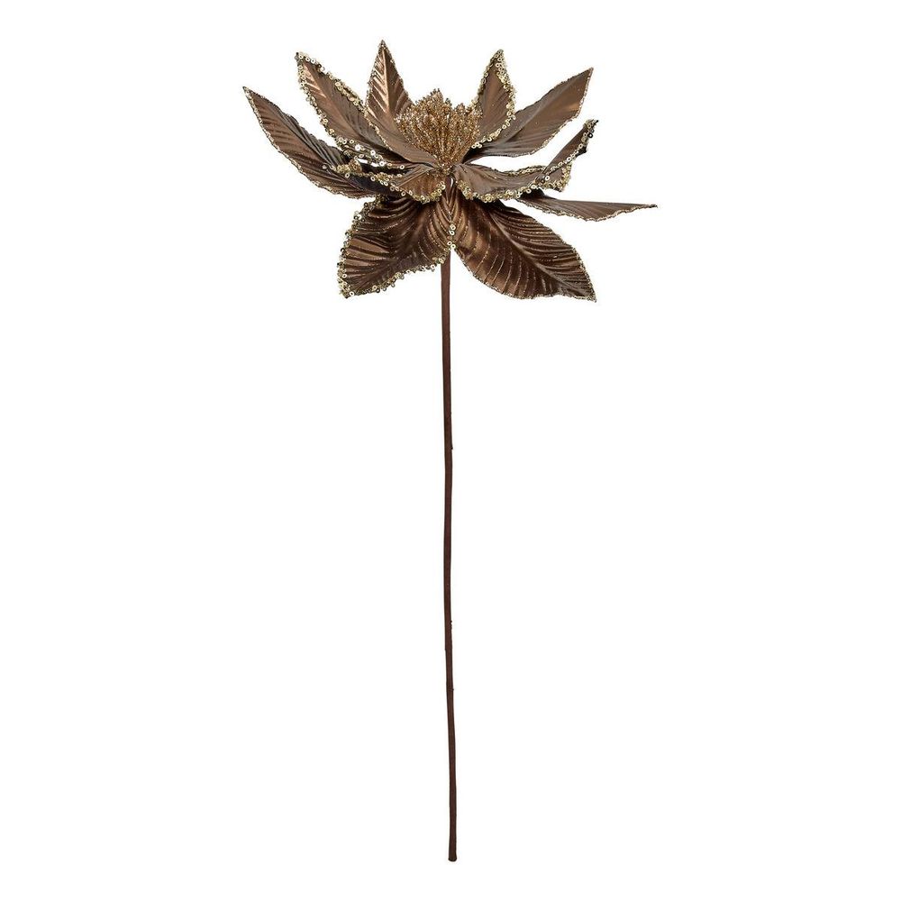 Branche décorative de noël poinsettia marron et doré h. 50 cm