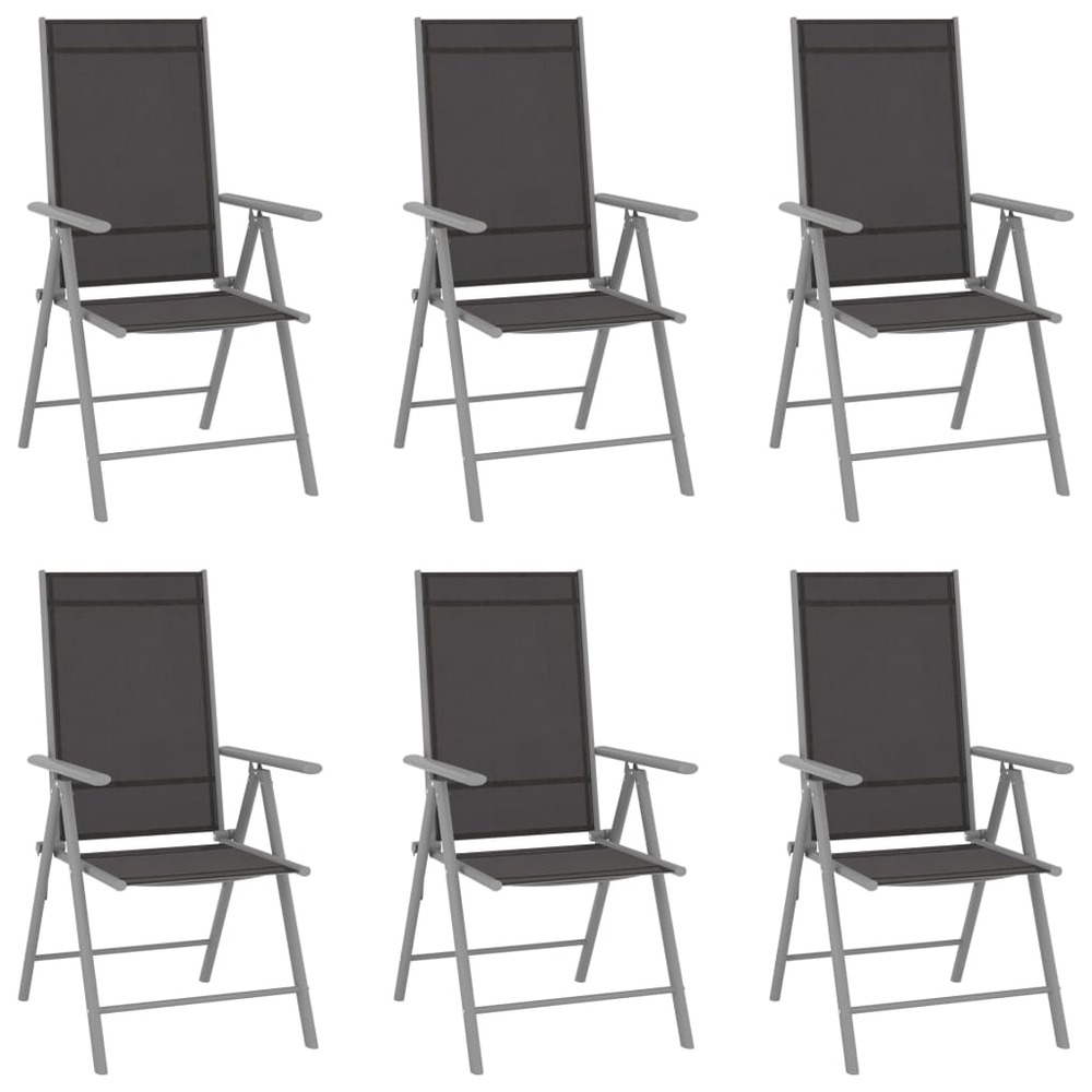 Chaises de jardin pliables 6 pcs textilène noir