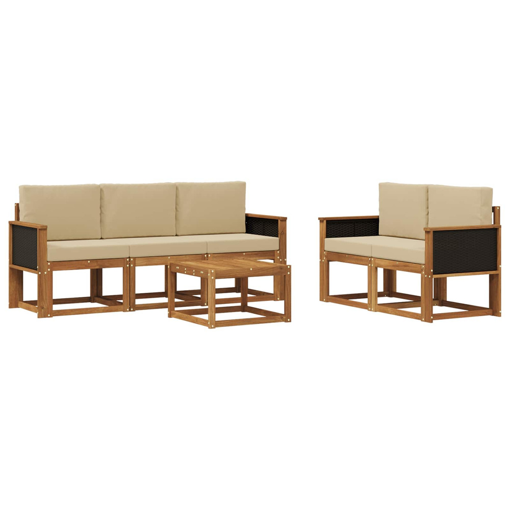 Ensemble de canapés d'extérieur avec coussin 6 pcs naturel