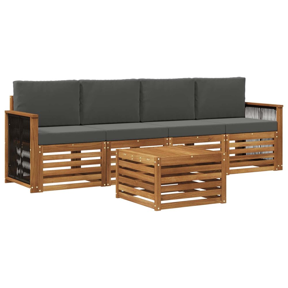 Ensemble de canapés d'extérieur 5 pc naturel et anthracite