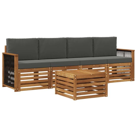 Ensemble de canapés d'extérieur 5 pc naturel et anthracite