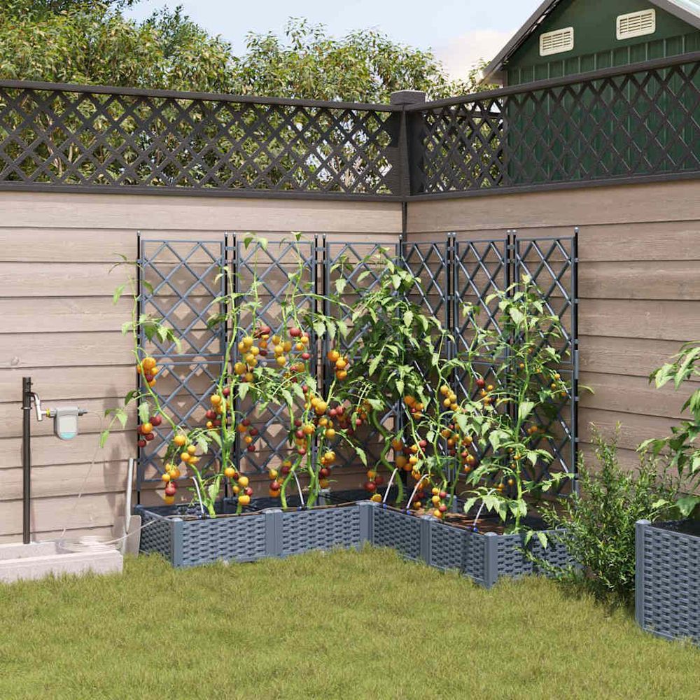 Grande jardinière carrée acier avec irrigation pour jardin terrasse gris 120x120x126 cm