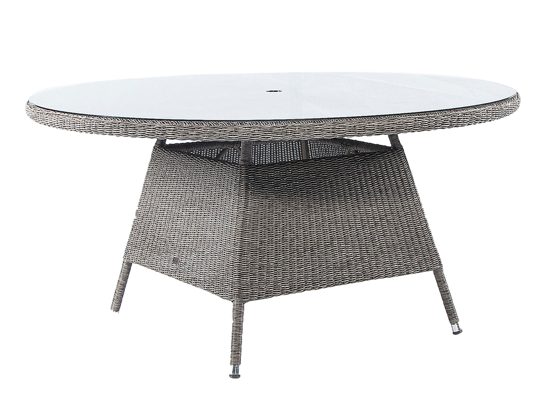 Table ronde 6 personnes aluminium et fibre synthétique grise