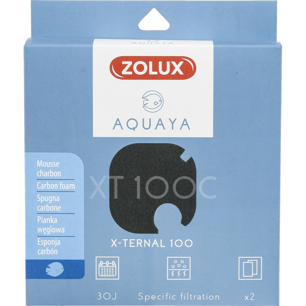 Filtre pour pompe x-ternal 100, filtre xt 100 c mousse charbon x 2. Pour aq