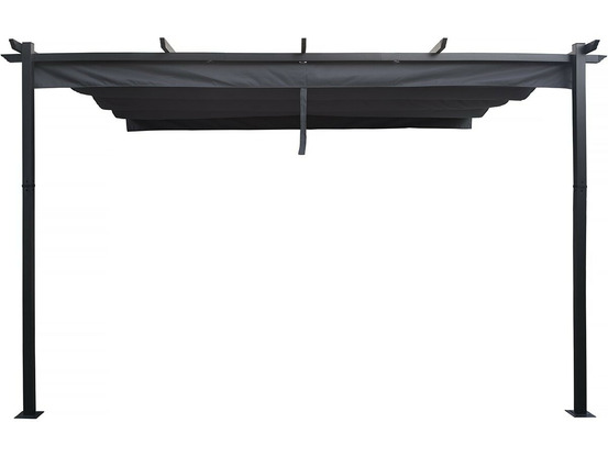 Pergola adossée en aluminium avec toit rétractable- 3 x 4 m - gris