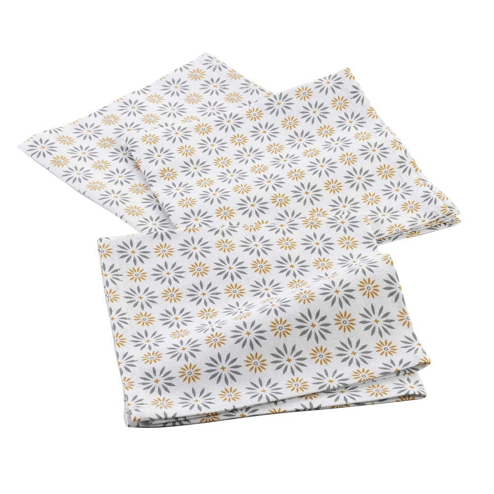 3 serviettes de table coton floreor