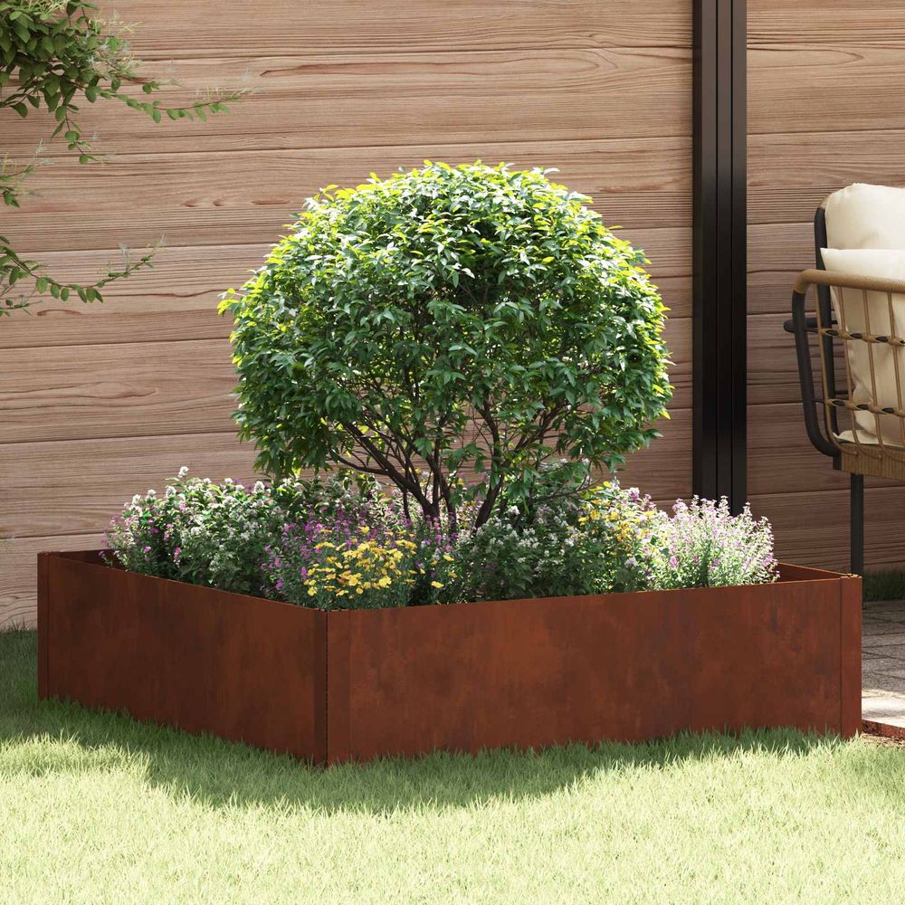 Bordure de pelouse acier jardin délimitation espaces 100x100x35cm rouillé