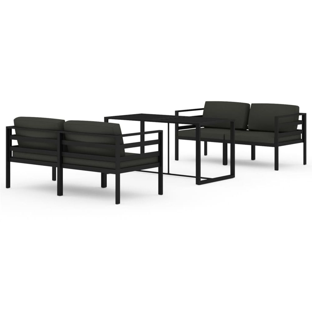 Salon de jardin 5 pcs avec coussins aluminium anthracite