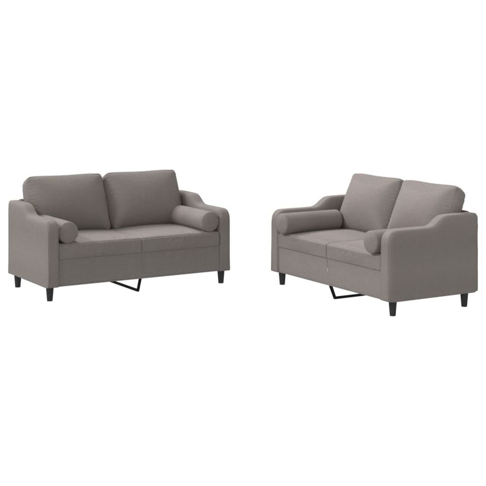 Ensemble de canapés 2 pcs avec coussins taupe tissu