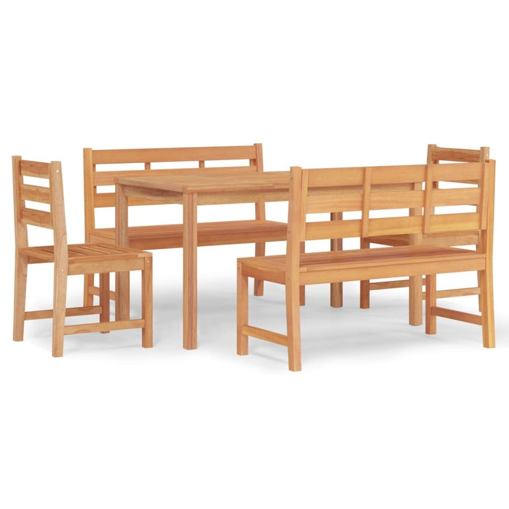 Ensemble à manger de jardin 5pcs bois de teck massif