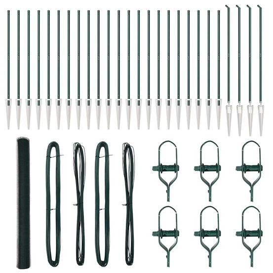 Clôture avec poteaux vert 1.6 x 50 m acier recouvert de pvc