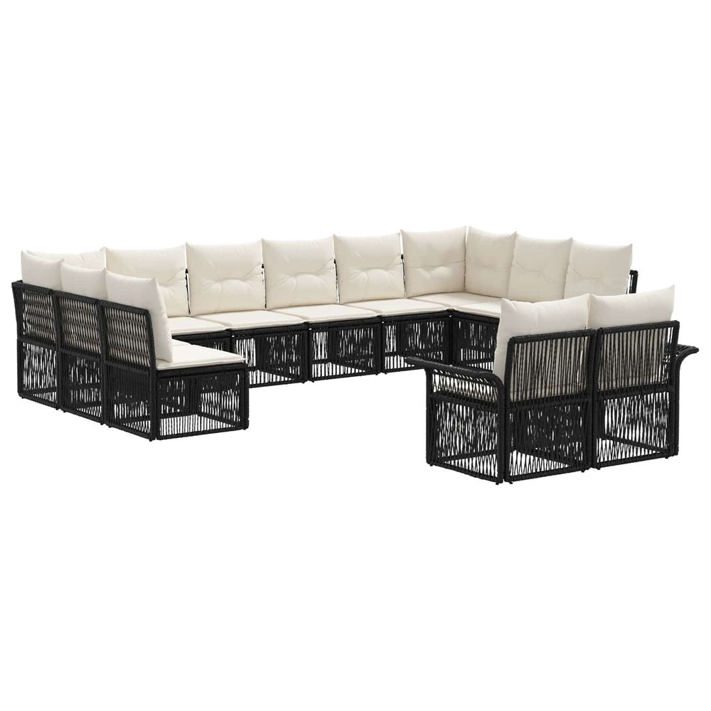 Ensemble de canapé de jardin 12 pc noir polyrotin