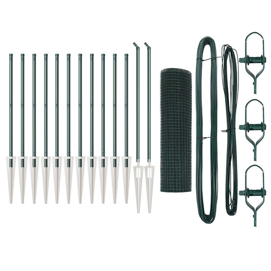 Clôture avec poteaux vert 0.5 x 25 m acier