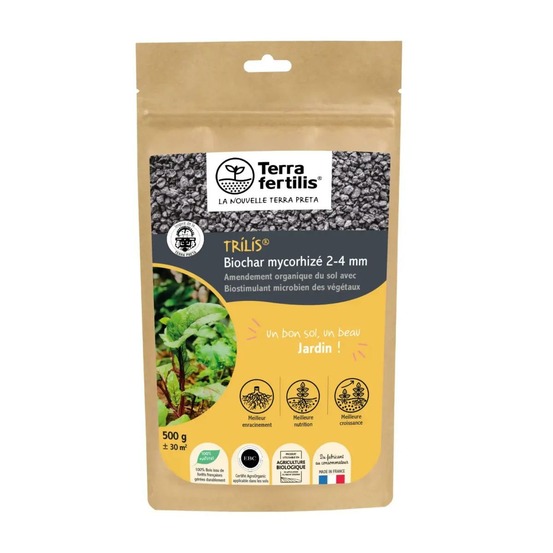 Biochar mycorhizé trilis 2-4 mm biostimulant - sachet de 500g