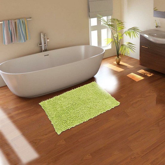 Tapis de salle de bain fait main spaghetti vert 50x80 en coton