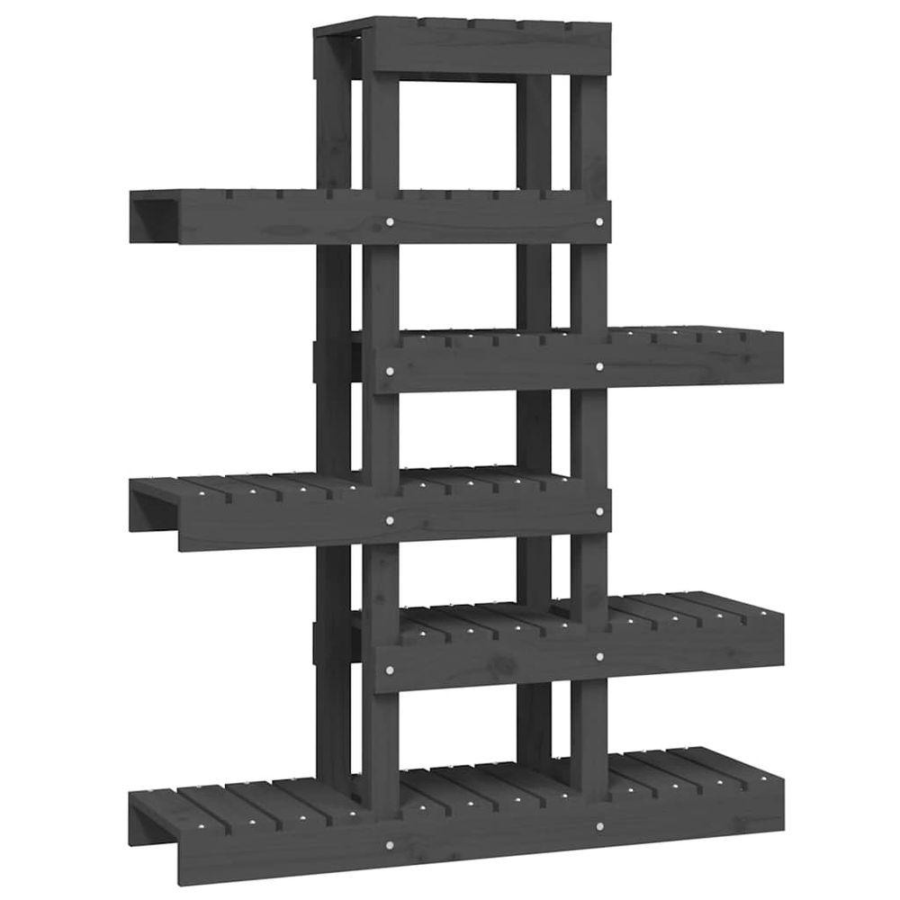 Support à plantes gris 85x25x109,5 cm bois massif de pin
